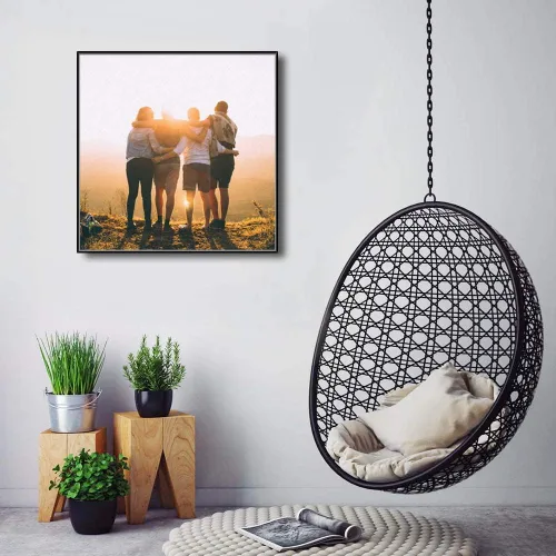 Vista 5 de SIGNFORD Lienzo enmarcado personalizado, arte de pared personalizado con fotos de tus amigos, impresas digitalmente, 16 x 16 pulgadas, marco negro