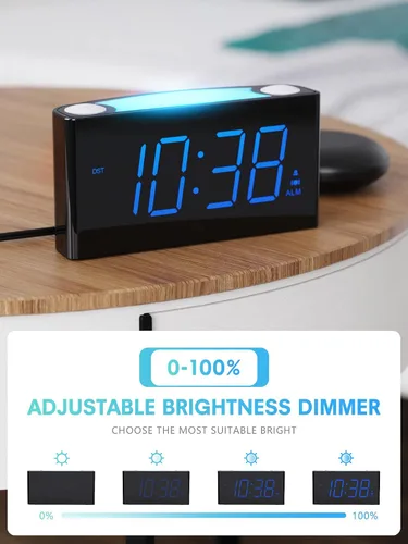 Vista 6 de ROCAM Reloj despertador extra fuerte con agitador de cama, reloj despertador vibratorio para personas que duermen con problemas auditivos sordos