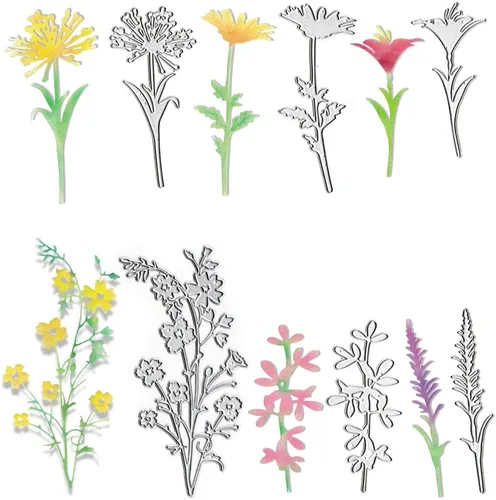 Vista 7 de Troqueles de corte de hojas de metal, troqueles de plantas de flores, plantillas en relieve, molde de plantilla para tarjetas de álbumes de recortes