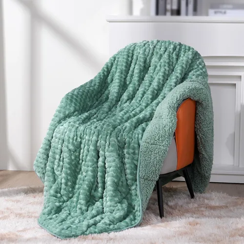 Vista 13 de Topblan - Manta pesada para adultos de 12 libras, suaves y cómodas mantas de forro polar con sherpa lanudo, manta pesada de jacquard elegante