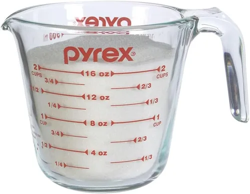Vista 4 de Pyrex Prepware 6001075 - Taza medidora, diseño de gráficos rojos, transparente