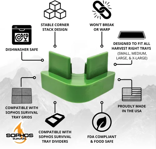 Vista 3 de 20 bandejas apilables originales para bandejas de secado de congelación derecha de cosecha, apila 6 bandejas, verde, accesorios para máquinas