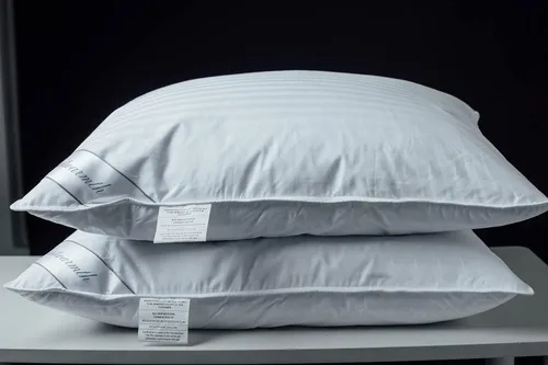 Vista 7 de Mezcla de plumas de ganso con almohadas de cama de poliéster, 100% algodón, soporte suave medio, paquete estándar de 1, rayas blancas