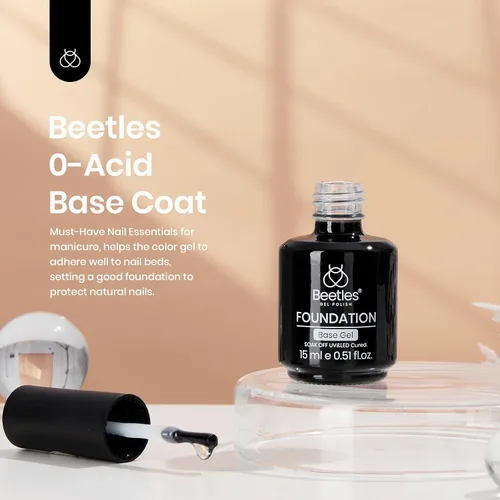 Vista 3 de Beetles - Esmalte de uñas en gel, 1 unidad de 0.5 onzas líquidas de esmalte de gel de secado rápido y 1 capa base de 0.5 onzas líquidas que no se