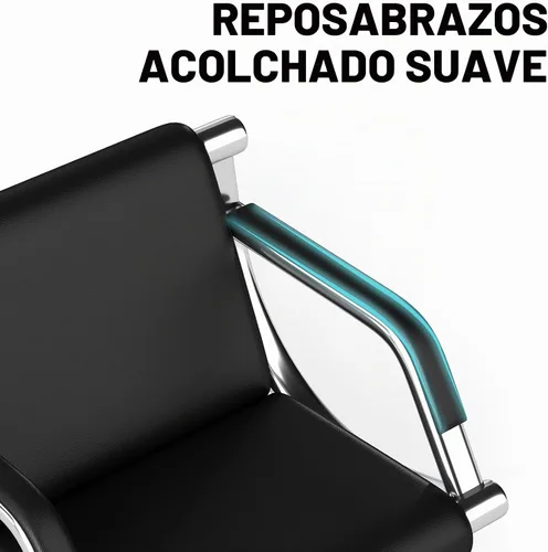 Vista 6 de kinbor - Silla de espera con reposabrazos, asiento de invitados de piel sintética, color negro