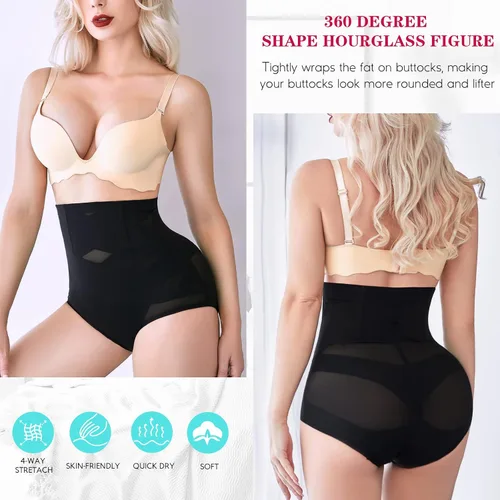 Vista 3 de LODAY Bragas moldeadoras de cintura alta para mujer ropa interior sin costuras
