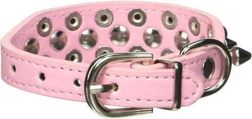 Vista 52 de Collar ajustable de piel sintética con remaches de clavos para gatos, cachorros y perros.