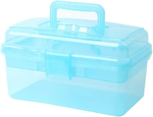 Vista 8 de Caja de almacenamiento de plástico multiusos con asa y cerradura de pestillo, gris transparente Transparente/Gris