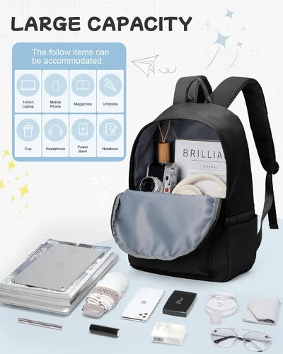 Vista 5 de suradar Mochila para escuela, escuela secundaria, mochila para adolescentes, niñas, niños, estudiantes universitarios, mujeres, hombres, mochila