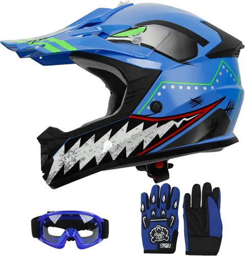 Vista 17 de SLMOTO - Casco DOT para niños y jóvenes de motocross, casco de motocicleta de calle, casco de bicicleta de tierra, motocross, ATV, casco con diseño