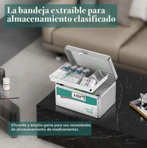 Vista 2 de Caja de bloqueo de medicina Glosen con código, caja de medicación