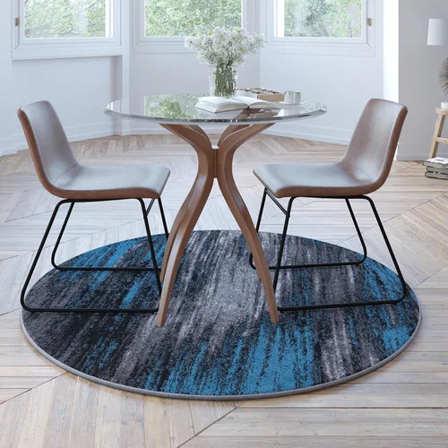 Vista 18 de Flash Furniture Rylan Collection - Alfombra contemporánea de olefinas azules, de pelo alto, 2 x 10 pies, respaldo de yute, pasillo, entrada