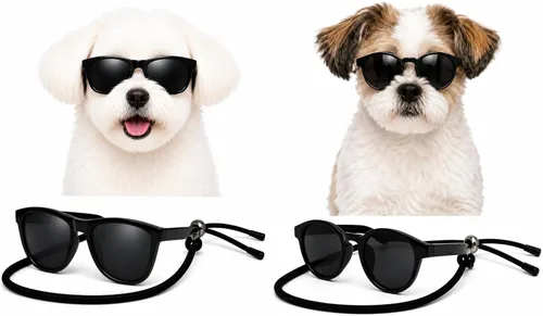 Vista 16 de G014 Retro 80s - Gafas de sol para perros y mascotas, taza de té, juguete de raza pequeña a mediana (12-25 libras, negro)