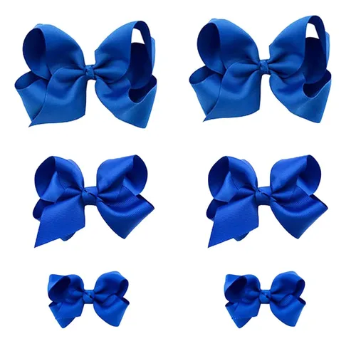 Vista 7 de Moños negros para niñas, 6 piezas de moños de cinta de grogrén hechos a mano con pinzas de cocodrilo, accesorios para el cabello para niñas