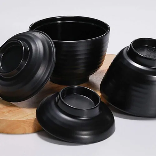 Vista 9 de BESTonZON Cuencos de sopa de miso de estilo japonés tradicional tazón de arroz de fideos, cuenco de sopa de miso con tapa Tazón de arroz japonés (L)