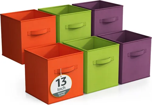 Vista 13 de Sorbus - Cubos de almacenamiento plegables - 6 unidades, 11 pulgadas, Negro y Blanco, Tela, Plegables, Almacenamiento y Organización, Uso Versátil