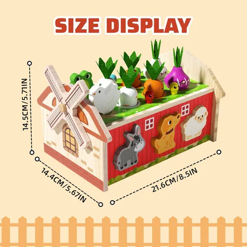 Vista 8 de JAUNTY Montessori - Juguete para niños pequeños de 1, 2 y 3 años, juguete de clasificación de forma de granja de madera para bebés niños y niñas