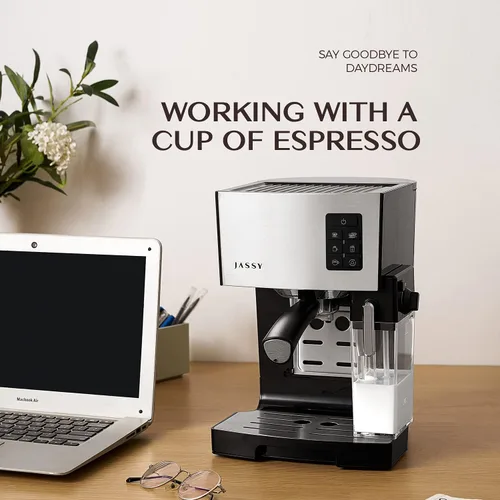 Vista 7 de Espresso Coffee Machine Cappuccino Maker with 19 BAR Pump & Powerful Milk Tank for Home Barista Brewing,Multiple Functions for