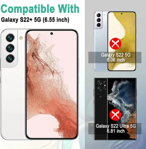 Vista 2 de Protector de pantalla para Galaxy S22 Plus con protector de lente de cámara para Samsung Galaxy S22 Plus 5G, 6.5 pulgadas híbrido flim [7H]