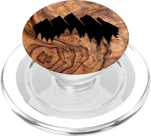 Vista 8 de Mountain Range Forest Burned Woodgrain Wood-Burn - PopSockets Grip and Stand for Phones and Tablets