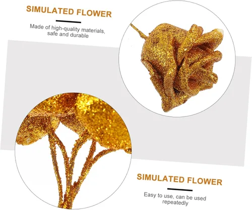 Vista 7 de Zerodeko Rosas rosas artificiales a granel paquete de 50 cabezas de flores PE material boda decoración del hogar Dorado