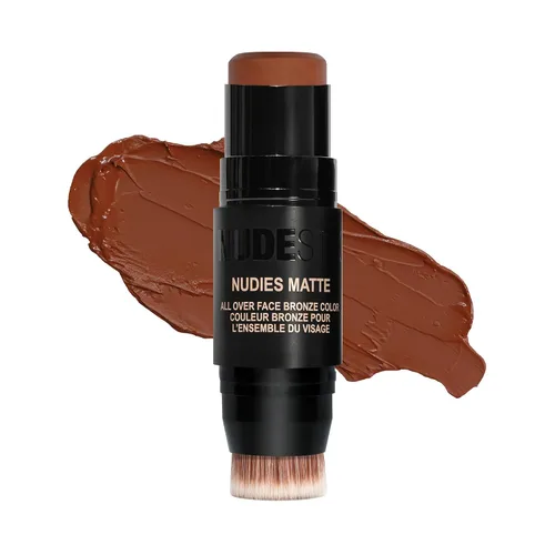 Vista 14 de Nudestix Nudies Bronze All Over Matte Bronzing Stick – 3-in-1 Cream Bronzer for Cheeks, Eyes & Lips with Built-In Brush Natural Contour & beach