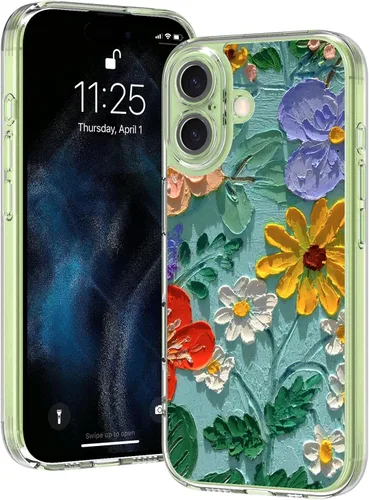 Vista 47 de OOK Magnetic for iPhone 17 Case Clear Pretty Flower Girls Women [Not Yellowing][Screen Protector] [ MagSafe Compatible] with Full Camera Lens