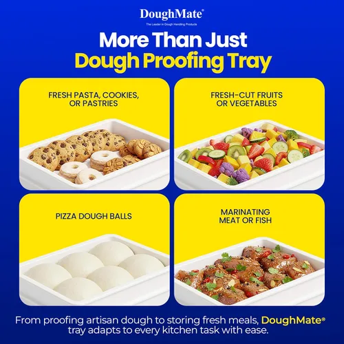 Vista 7 de DoughMate® 1 bandeja a prueba de masa de pizza con 1 tapa, capacidad para 6 bolas de masa, fácil de limpiar, duradera, certificado NSF®, fabricado