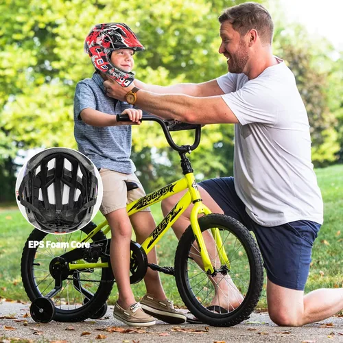Vista 6 de Kids Bike Helmet with Chin Guard, Adjustable Full Face Helmet Negro-rojo