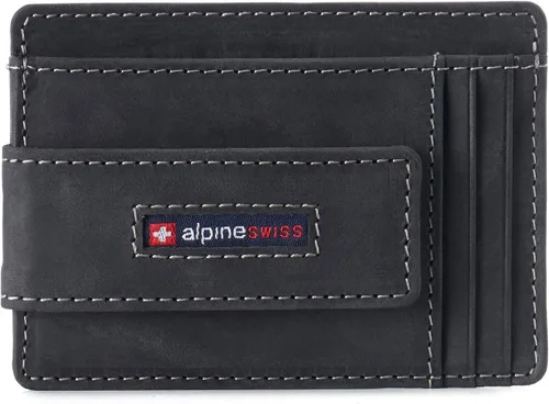 Vista 10 de Alpine Swiss Harper - Billetera delgada con clip para dinero, bolsillo frontal, RFID, de cuero, minimalista, para hombre, con soporte para tarjeta