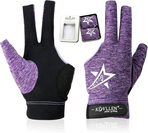 Vista 13 de KONLLEN Breathable Billiards Gloves, Left/Right Hand Three-finger design, mesh palm, adjustable wrist strap, secure grip for pool and snooker