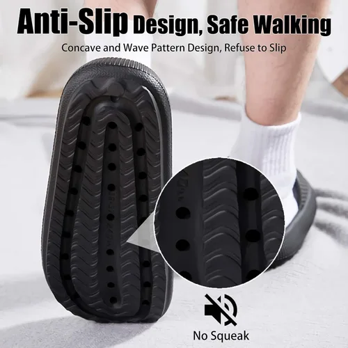 Vista 4 de rosyclo Pantuflas con sensación de nube para mujeres y hombres, pantuflas acolchadas para la ducha, sandalias de baño, máxima comodidad, ligeras