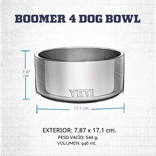 Vista 5 de YETI Boomer 4 - Cuenco antideslizante de acero inoxidable para perros, capacidad para 32 onzas Negro
