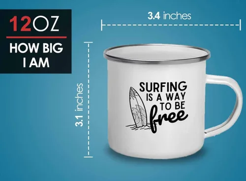 Vista 4 de Surfing Camper Taza 12oz – Surfing is free A – Surfing is free A – Surfing Enthusiast Gifts Water Sport Surfboard Athletics Hobby Beach Sea Windsurf
