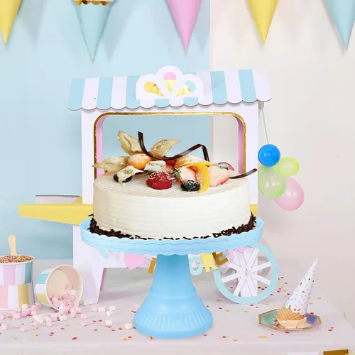 Vista 9 de PRETYZOOM Soporte de plástico para tartas con pies, redondo, soporte para cupcakes, cumpleaños, boda, elevado, para tartas, pasteles, macarrones