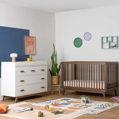Vista 7 de dadada Soho - Juego de muebles para el cuarto del bebé, cuna y aparador combinado. Soho - Cuna convertible 3 en 1 y cómoda de guardería con 5 Blanco