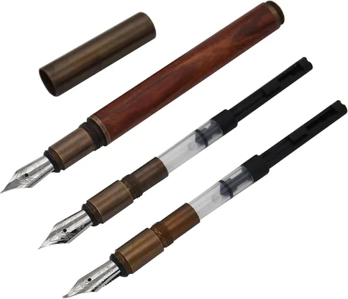 Vista 12 de Pluma estilográfica de madera hecha a mano, párrafo corto (4.528 in), bolígrafo de viaje de bolsillo, bolígrafo de negocios, pluma de caligrafía