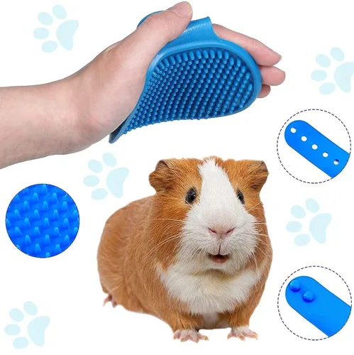 Vista 2 de 7 in 1 Small Pet Grooming Kit Dog Cat Rabbit Bath Brush Set with Bath Gloves Nail Clipper File and Flea Combs for Shedding and Cleaning