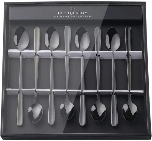 Vista 14 de YDware - Juego de cucharas de té helado de mango largo, cucharas doradas de cambio gradual de 7.87 pulgadas, cucharas de cóctel de acero inoxidable