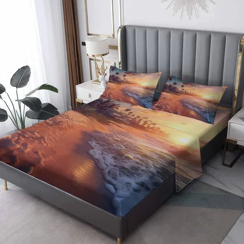 Vista 41 de Juego de sábanas tamaño individual: sábanas y fundas de almohada, sábanas y fundas de almohada, microfibra suave y bolsillo profundo y patrón sin