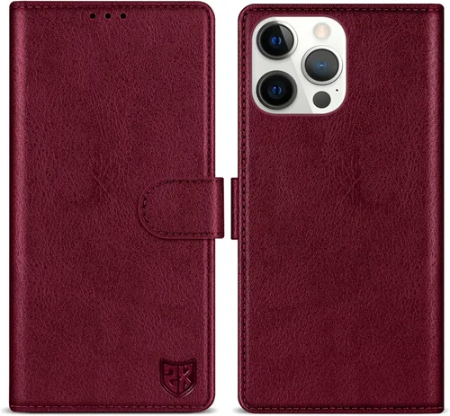Vista 28 de ZZXX Funda tipo cartera para iPhone 14 Plus con bloqueo RFID, ranura para tarjetas, función atril, cierre magnético, funda protectora de cuero Negro