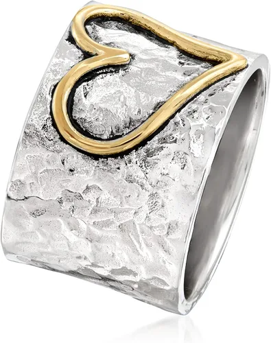 Vista 3 de Ross-Simons Sterling Silver and 14kt Yellow Gold Heart Ring