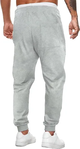 Vista 2 de Renaowin Pantalones deportivos para hombre, ligeros, ajustados, con cordón en la cintura, con bolsillos, para entrenamiento, correr, gimnasio, a