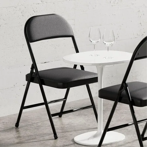 Vista 7 de Nazhura Paquete de 4 sillas plegables, juego de sillas de comedor de tela con cojín acolchado y respaldo, asiento interior y exterior para hogar