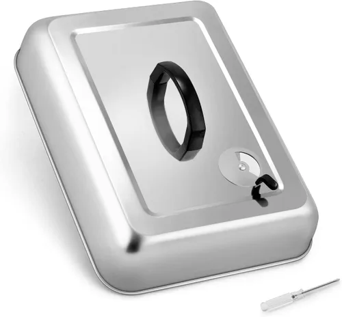 Vista 10 de HaSteeL Cubierta rectangular para untar queso, de acero inoxidable, tapa de tapa de vapor para queso, accesorios resistentes para parrilla