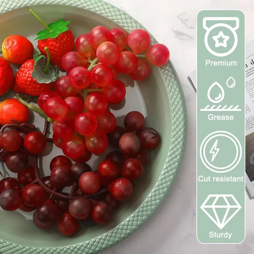 Vista 3 de Dandat 36 platos de plástico verde salvia desechables de 9 pulgadas, suministros de salvia verde, platos redondos de postre para cumpleaños, boda