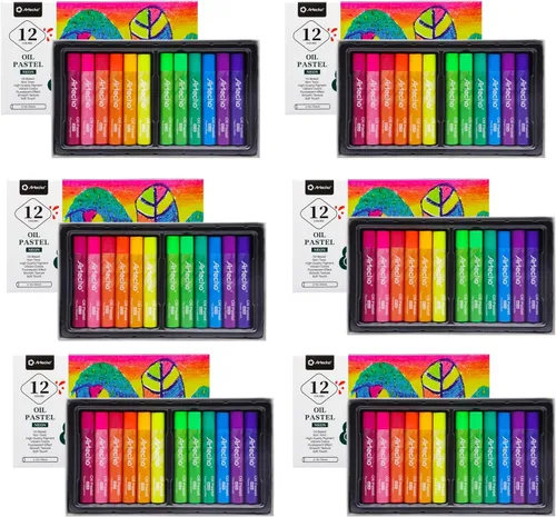 Vista 14 de Artecho Juego de 12 colores pasteles metálicos al óleo suaves para pintura artística, dibujo, mezcla (0.394 x 2.756 in)