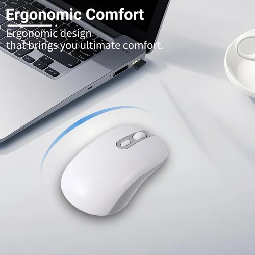 Vista 7 de Ratón inalámbrico, 3 modos Bluetooth 5.0 y 4.0, 2.4G, recargable, ergonómico, con 6 botones, para computadora portátil, PC, Mac, iPad procomputadora