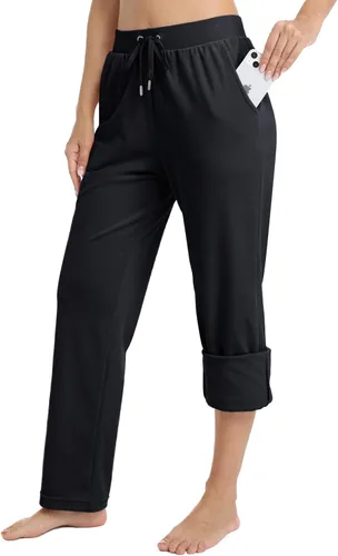 Vista 3 de TACVASEN Pantalones deportivos casuales para mujer, pantalones deportivos de terciopelo de vellón para correr, entrenamiento, descanso, pantalones