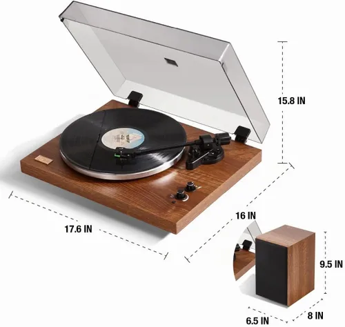 Vista 3 de Arkrocket Cassini - Tocadiscos de vinilo inalámbrico Bluetooth integrado en preamplificador de teléfono y viene con altavoces externos de 40 W